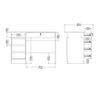 Fenton 4 Drawer Desk Handleless Drawer in Jackson Hickory Oak