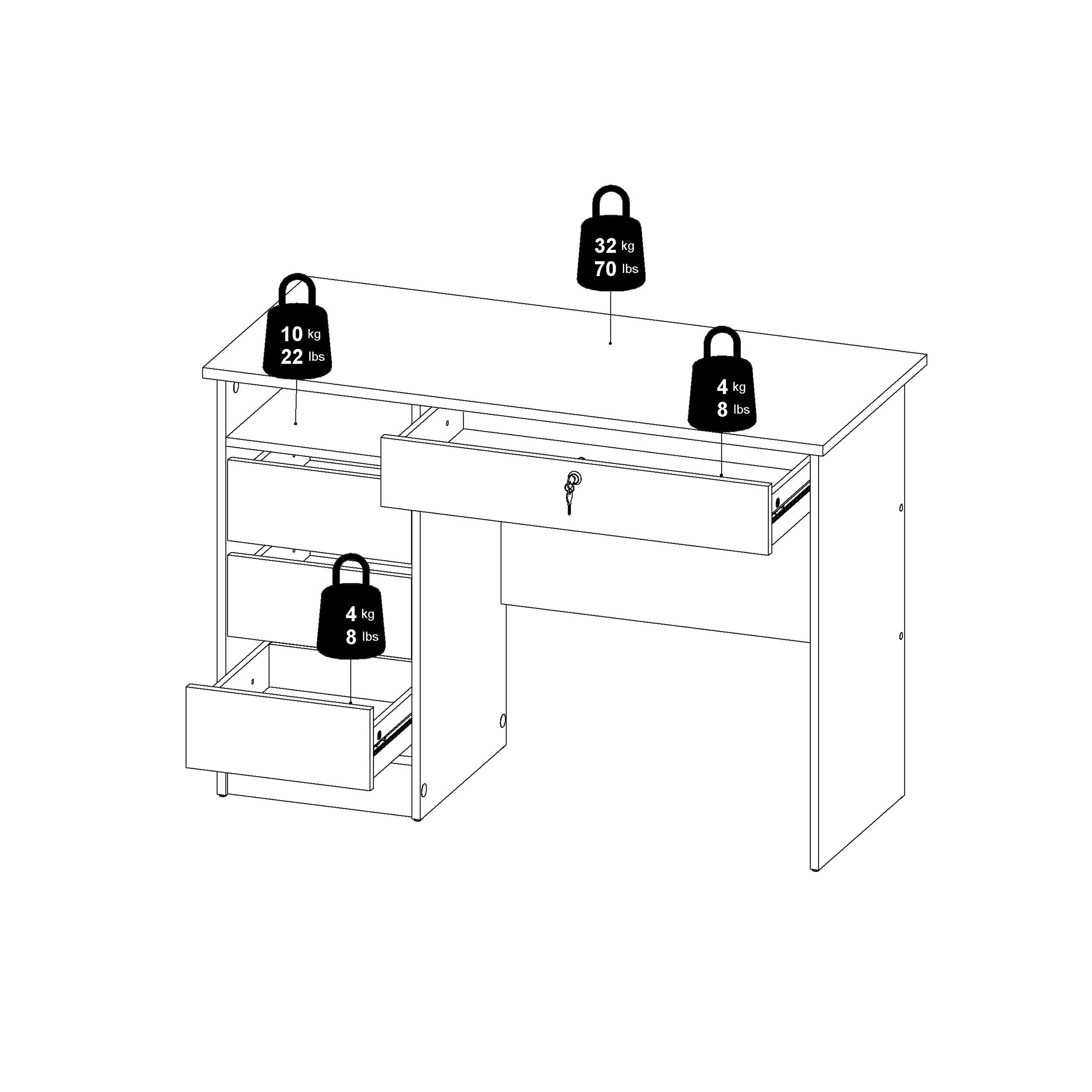 Fenton 4 Drawer Desk Handleless Drawer in Jackson Hickory Oak