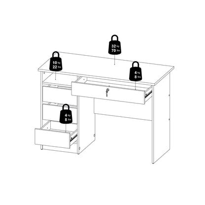 Fenton 4 Drawer Desk Handleless Drawer in Jackson Hickory Oak