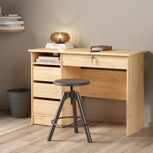 Fenton 4 Drawer Desk Handleless Drawer in Jackson Hickory Oak