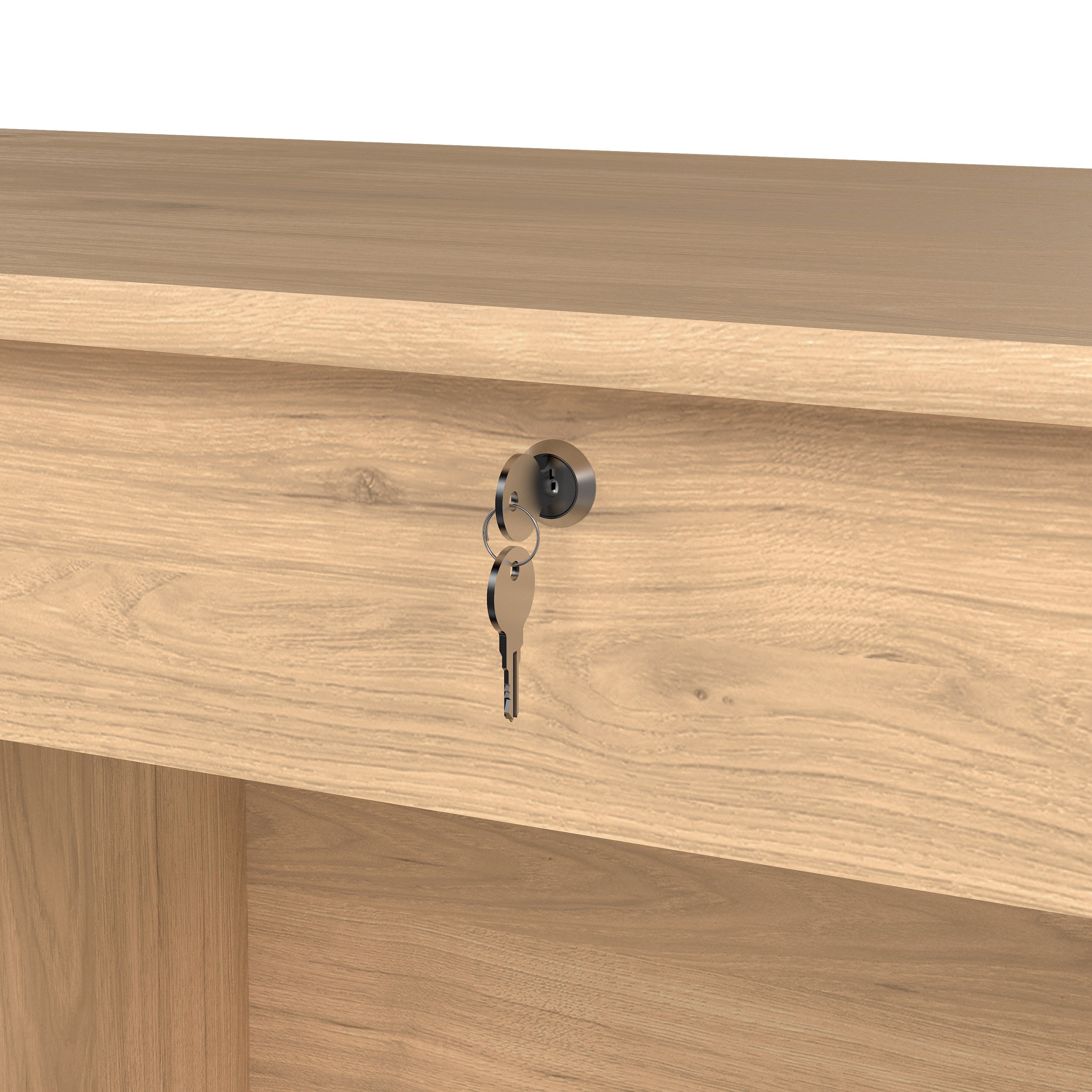 Fenton 4 Drawer Desk Handleless Drawer in Jackson Hickory Oak