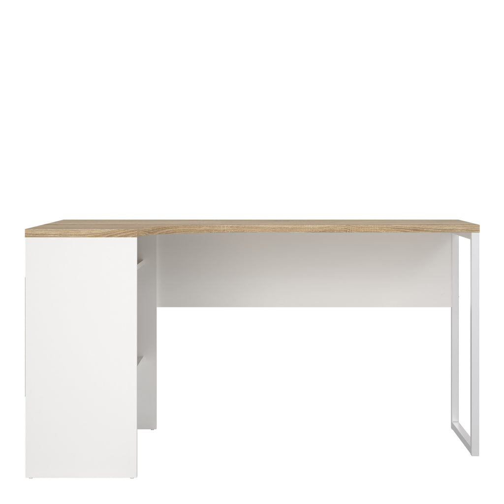 Fenton Corner Desk 2 Drawers in White and Oak