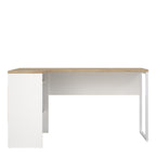 Fenton Corner Desk 2 Drawers in White and Oak