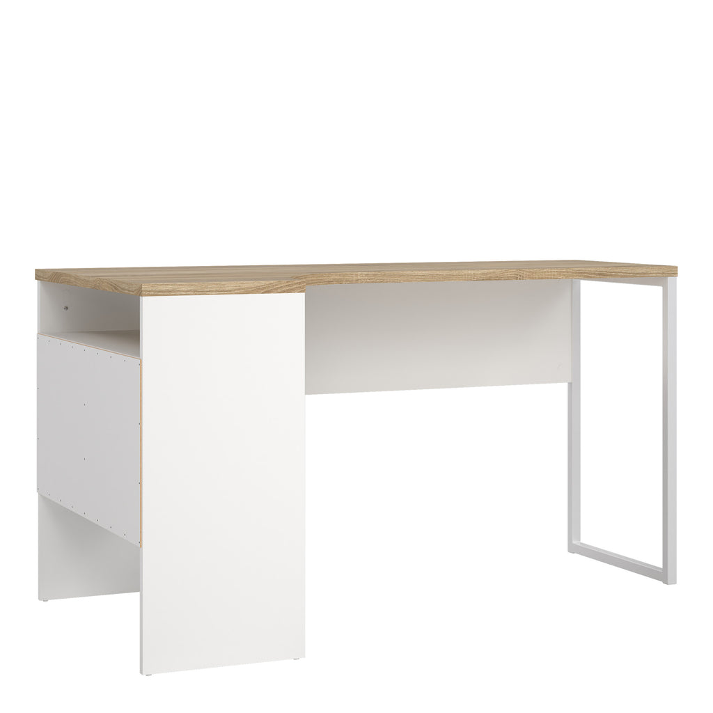 Fenton Corner Desk 2 Drawers in White and Oak