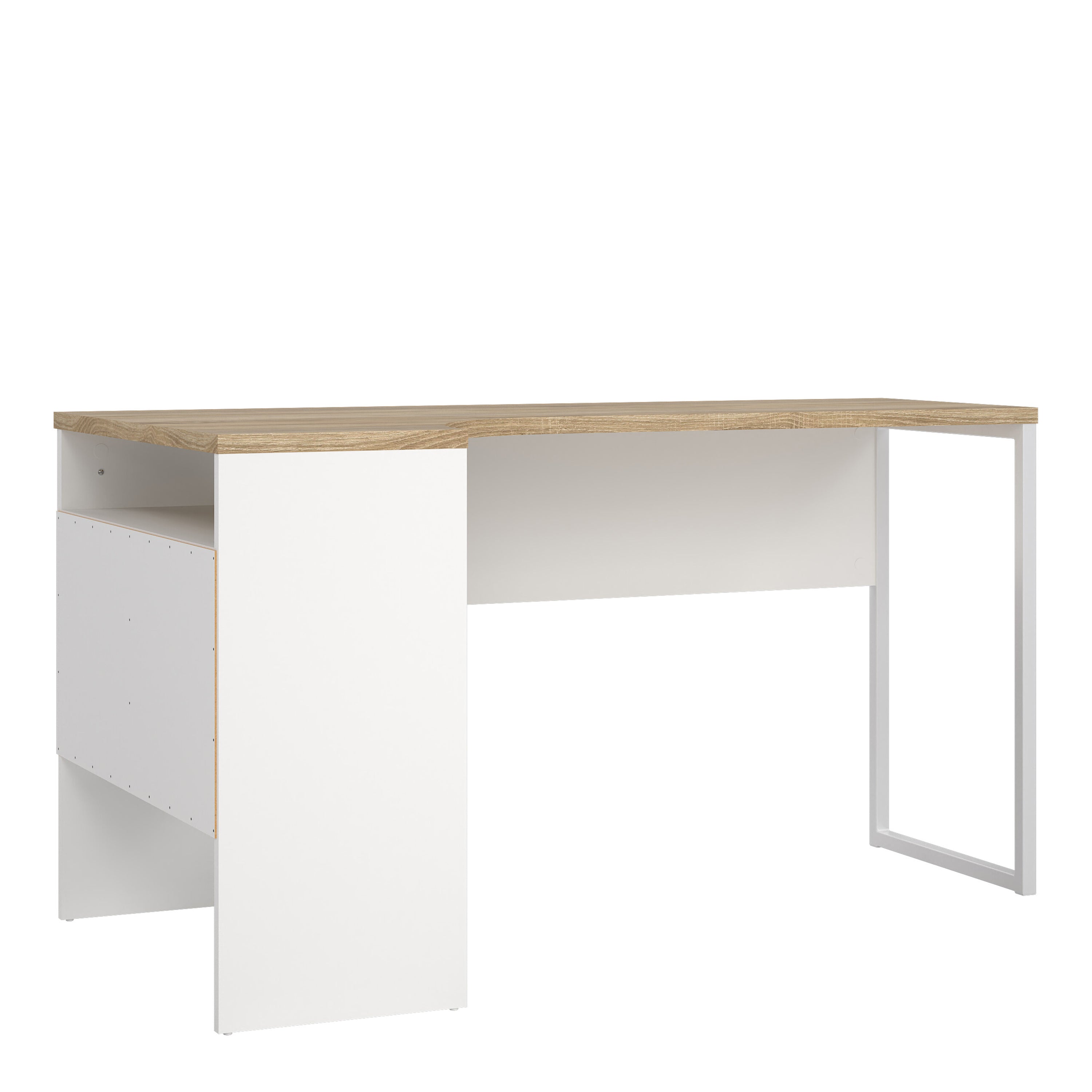 Fenton Corner Desk 2 Drawers in White and Oak