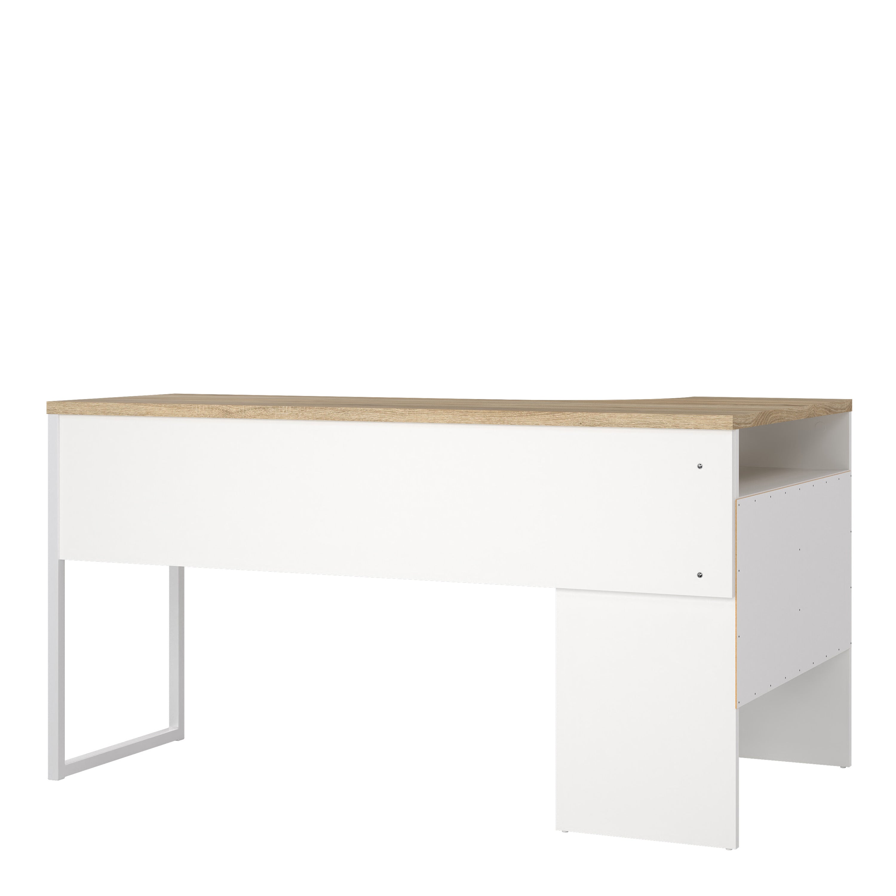 Fenton Corner Desk 2 Drawers in White and Oak