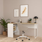 Fenton Corner Desk 2 Drawers in White and Oak