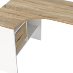 Fenton Corner Desk 2 Drawers in White and Oak