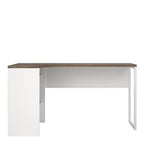 Fenton Corner Desk 2 Drawers in White and Truffle Oak