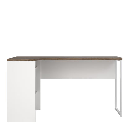 Fenton Corner Desk 2 Drawers in White and Truffle Oak