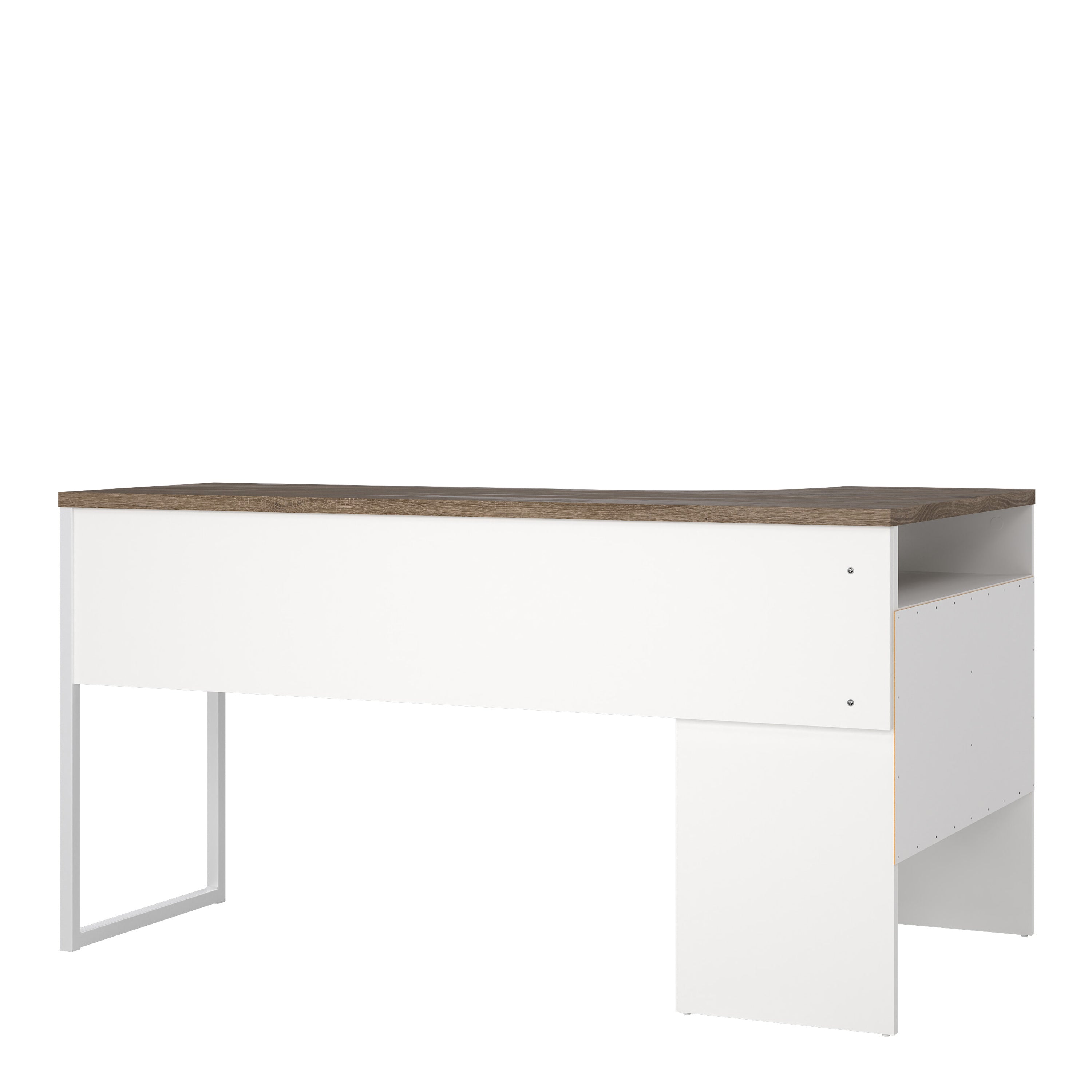 Fenton Corner Desk 2 Drawers in White and Truffle Oak