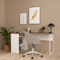 Fenton Corner Desk 2 Drawers in White and Truffle Oak