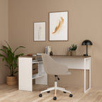Fenton Corner Desk 2 Drawers in White and Truffle Oak