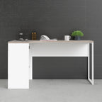 Fenton Corner Desk 2 Drawers in White and Truffle Oak