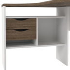 Fenton Corner Desk 2 Drawers in White and Truffle Oak