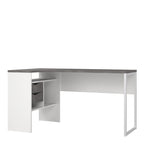Fenton Corner Desk 2 Drawers in White and Grey