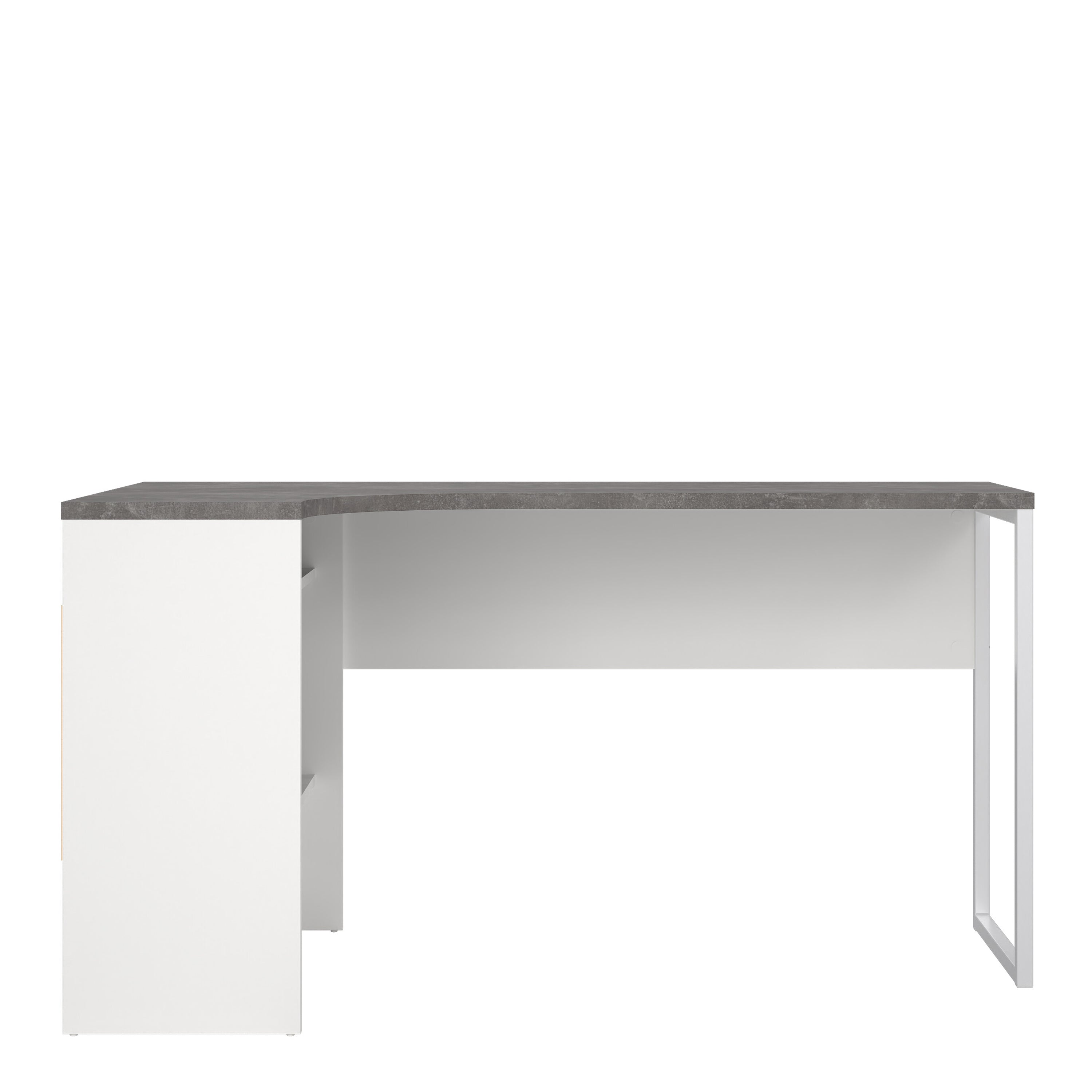 Fenton Corner Desk 2 Drawers in White and Grey