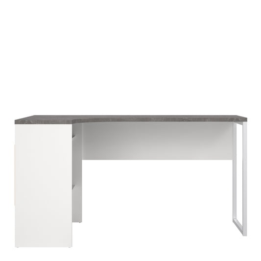 Fenton Corner Desk 2 Drawers in White and Grey