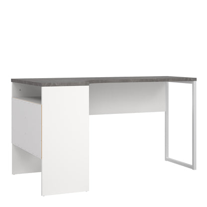 Fenton Corner Desk 2 Drawers in White and Grey
