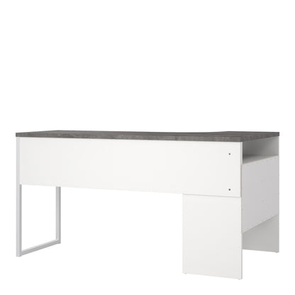 Fenton Corner Desk 2 Drawers in White and Grey