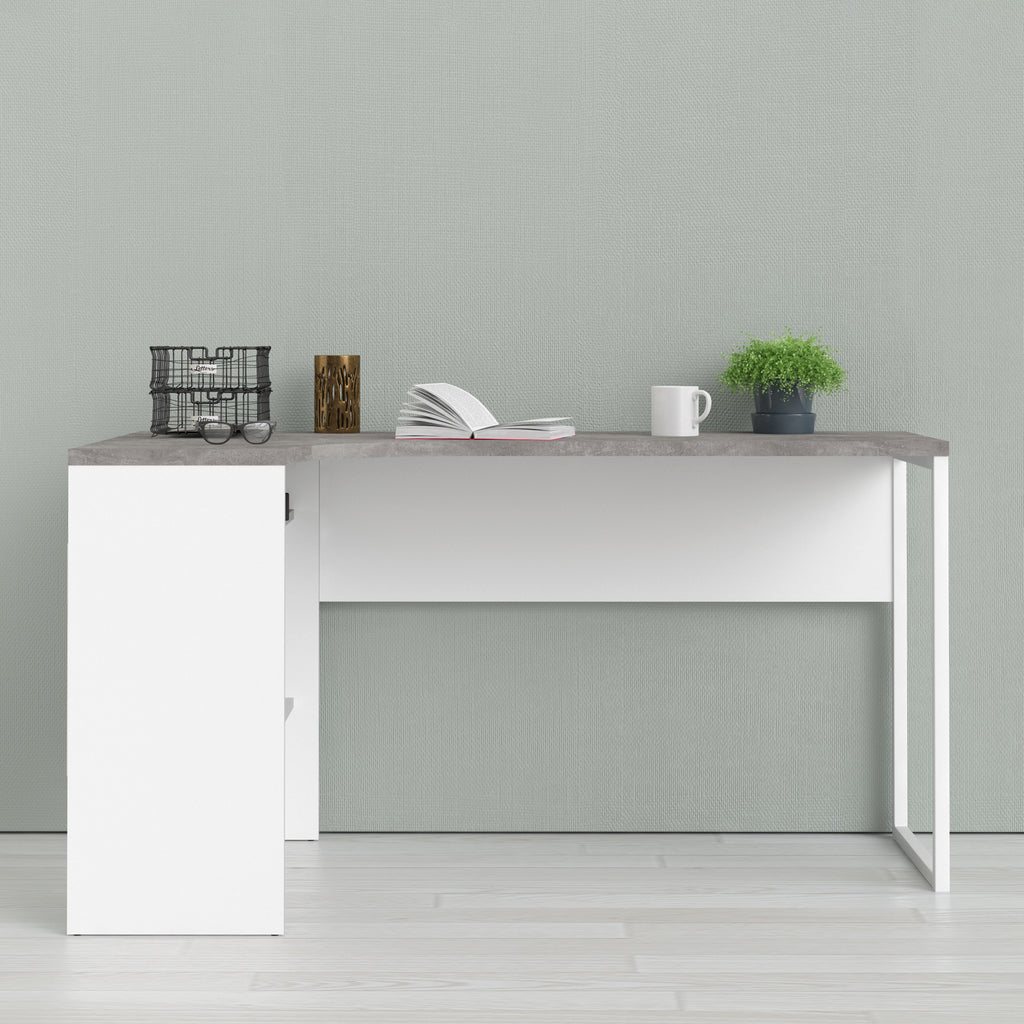 Fenton Corner Desk 2 Drawers in White and Grey