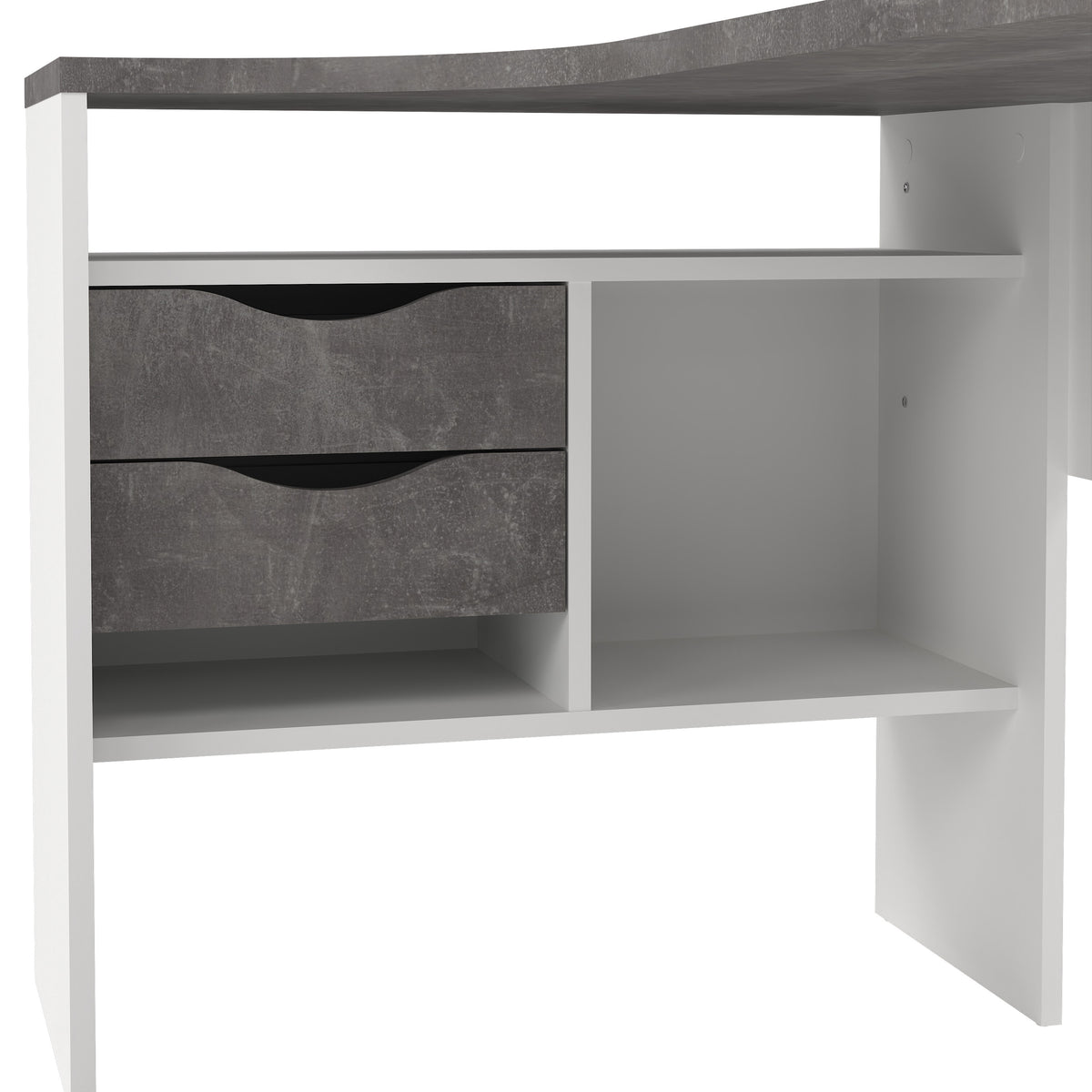 Fenton Corner Desk 2 Drawers in White and Grey