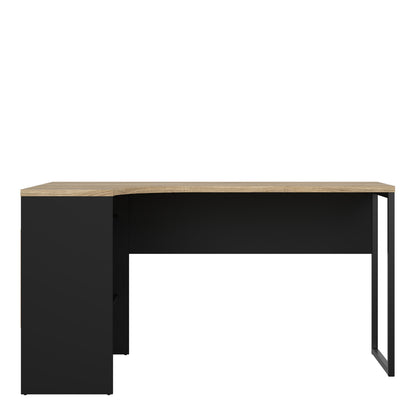 Fenton Corner Desk 2 Drawers in Black Matt and Oak