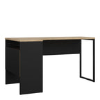 Fenton Corner Desk 2 Drawers in Black Matt and Oak