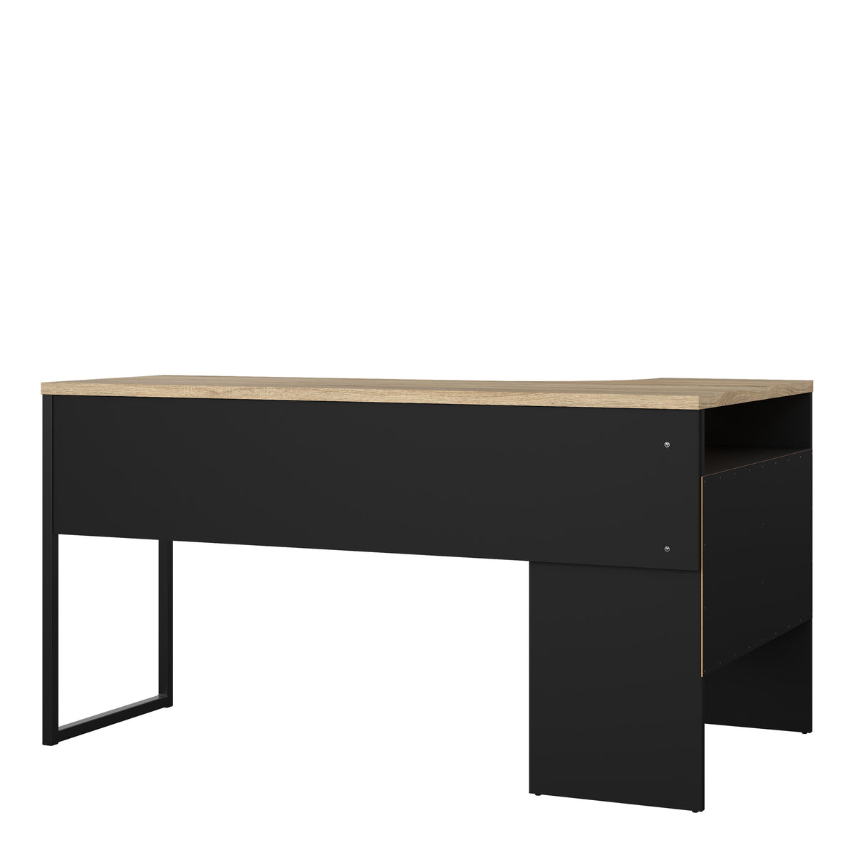 Fenton Corner Desk 2 Drawers in Black Matt and Oak