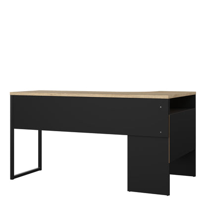 Fenton Corner Desk 2 Drawers in Black Matt and Oak