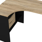Fenton Corner Desk 2 Drawers in Black Matt and Oak
