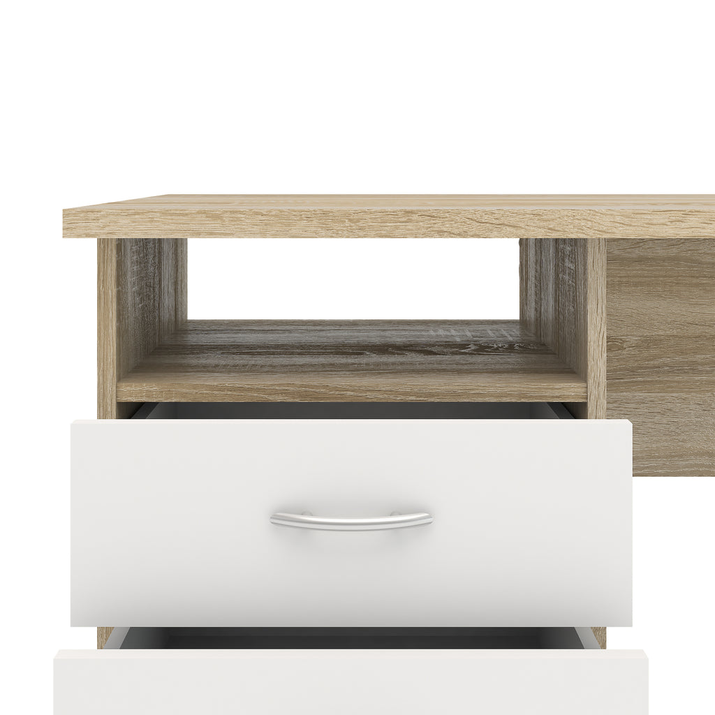 Fenton Oak Desk 3 White Drawers