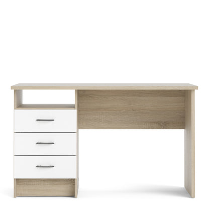 Fenton Oak Desk 3 White Drawers