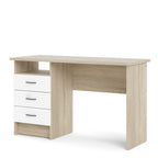 Fenton Oak Desk 3 White Drawers