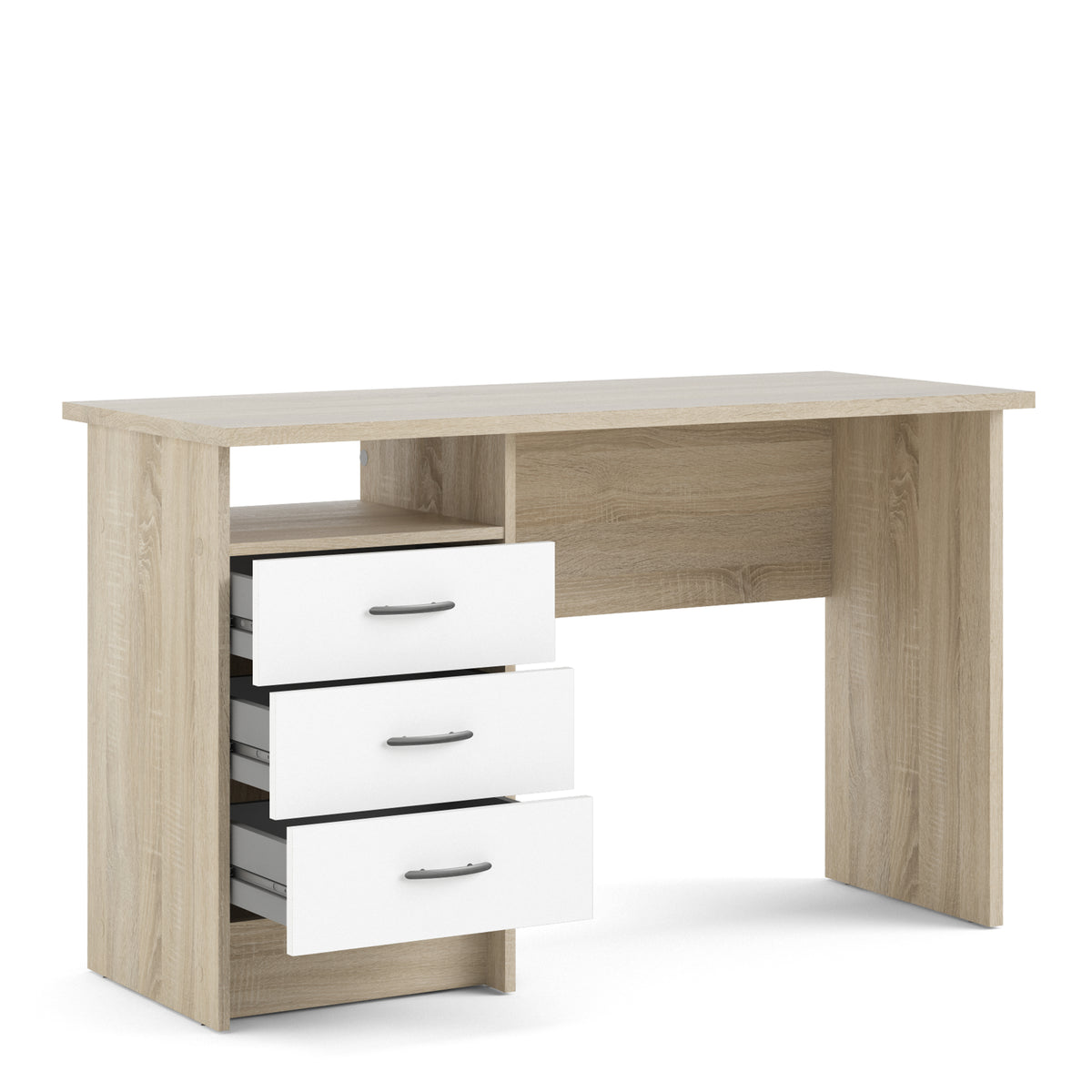 Fenton Oak Desk 3 White Drawers