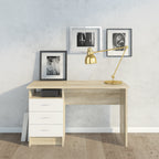 Fenton Oak Desk 3 White Drawers