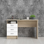 Fenton Oak Desk 3 White Drawers
