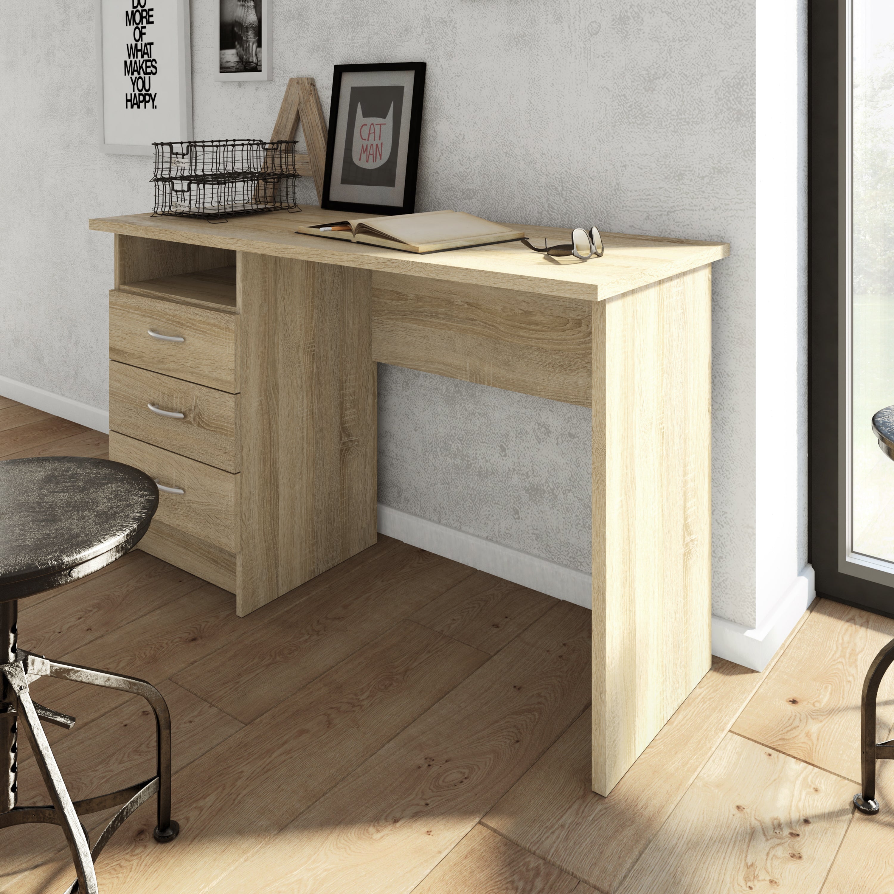 Fenton Desk 3 Drawers in Oak