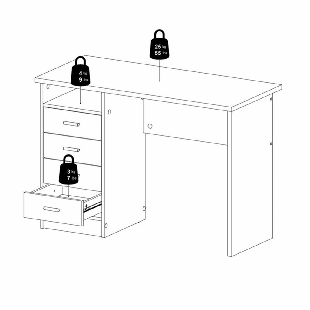 Fenton 4 Drawer Desk in White