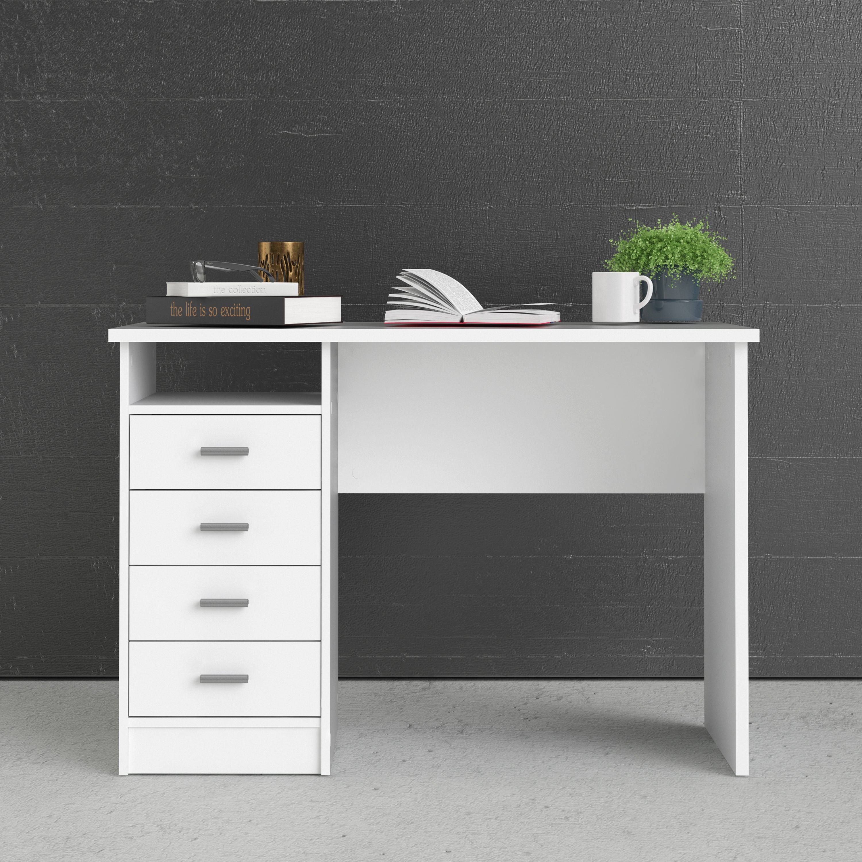 Fenton 4 Drawer Desk in White