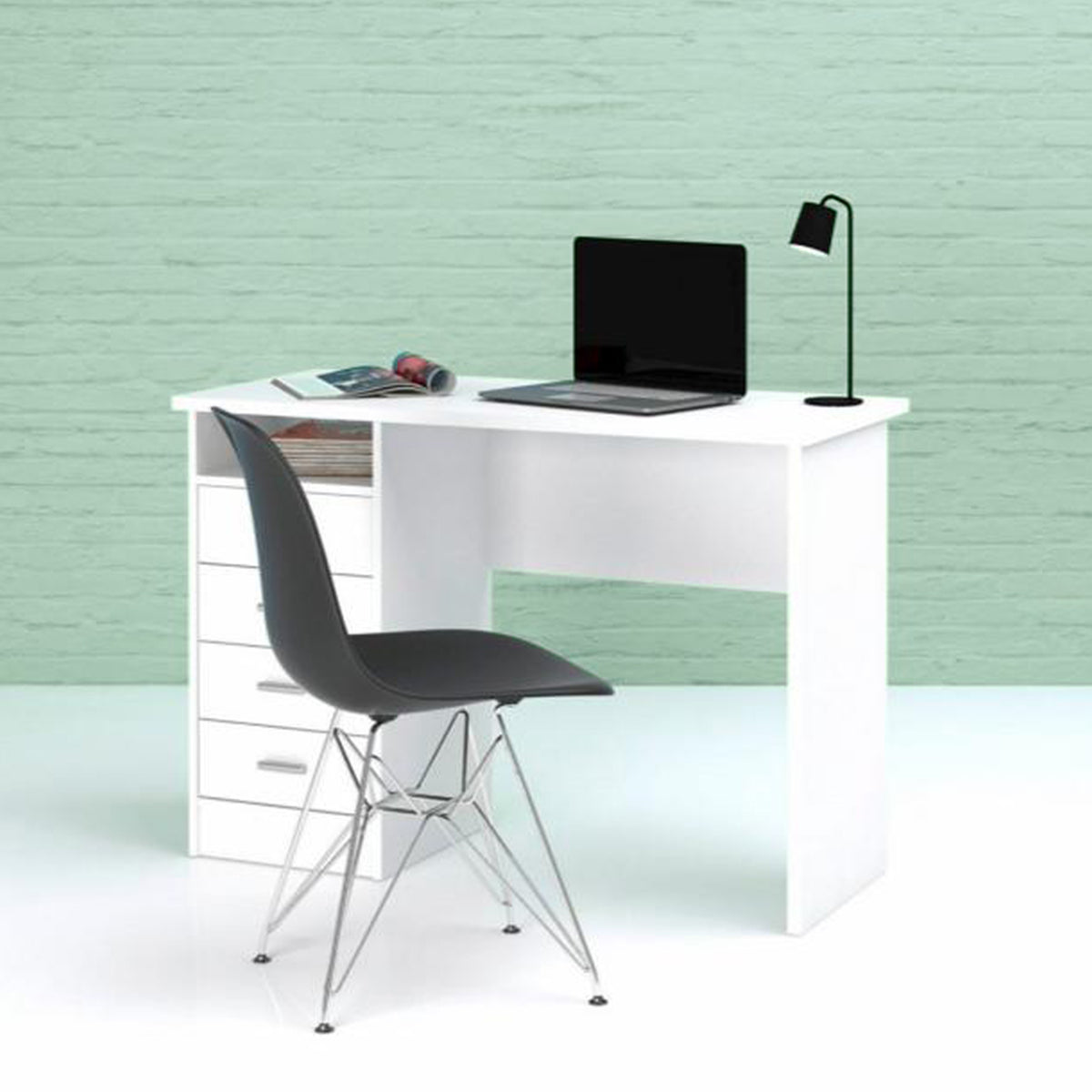 Fenton 4 Drawer Desk in White