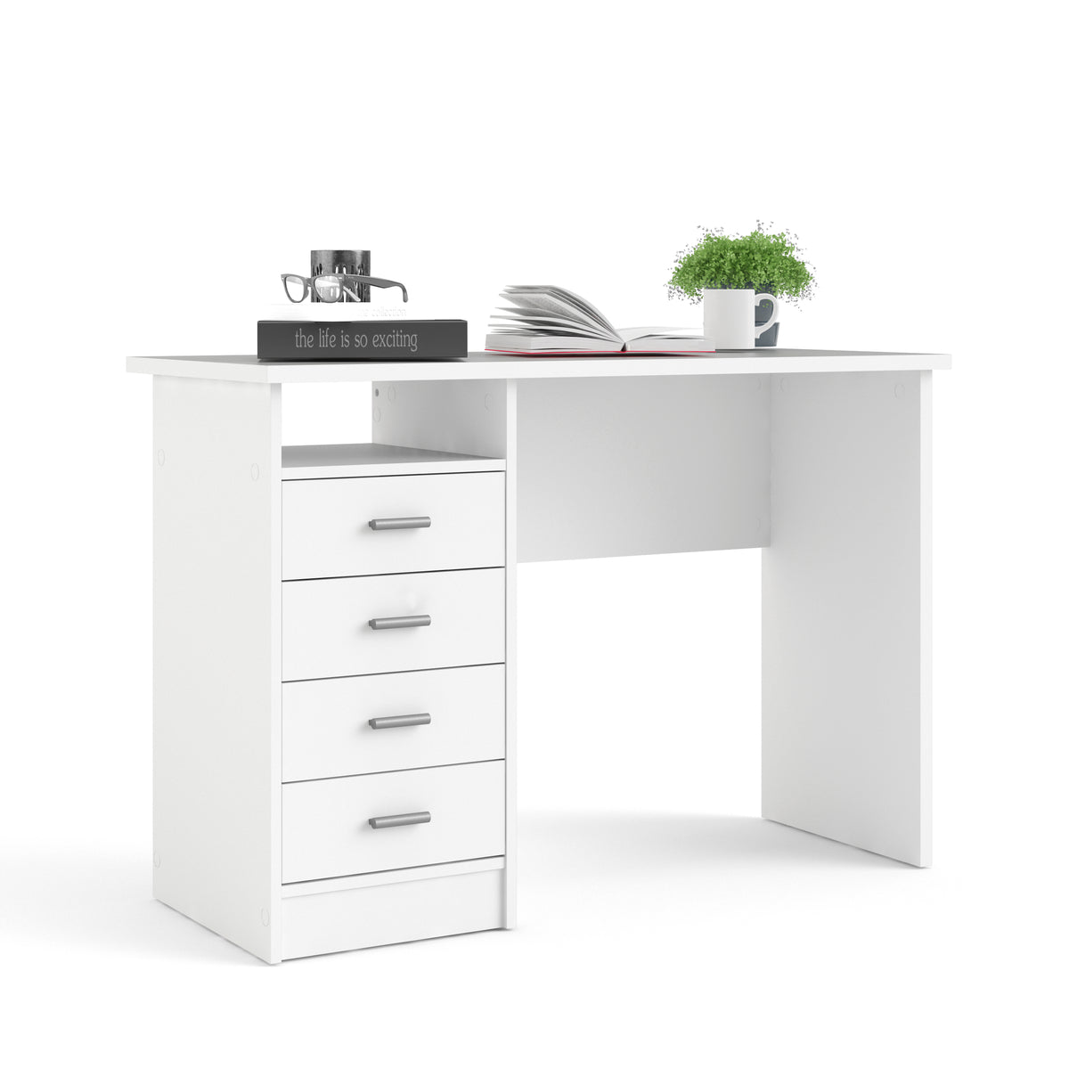 Fenton 4 Drawer Desk in White