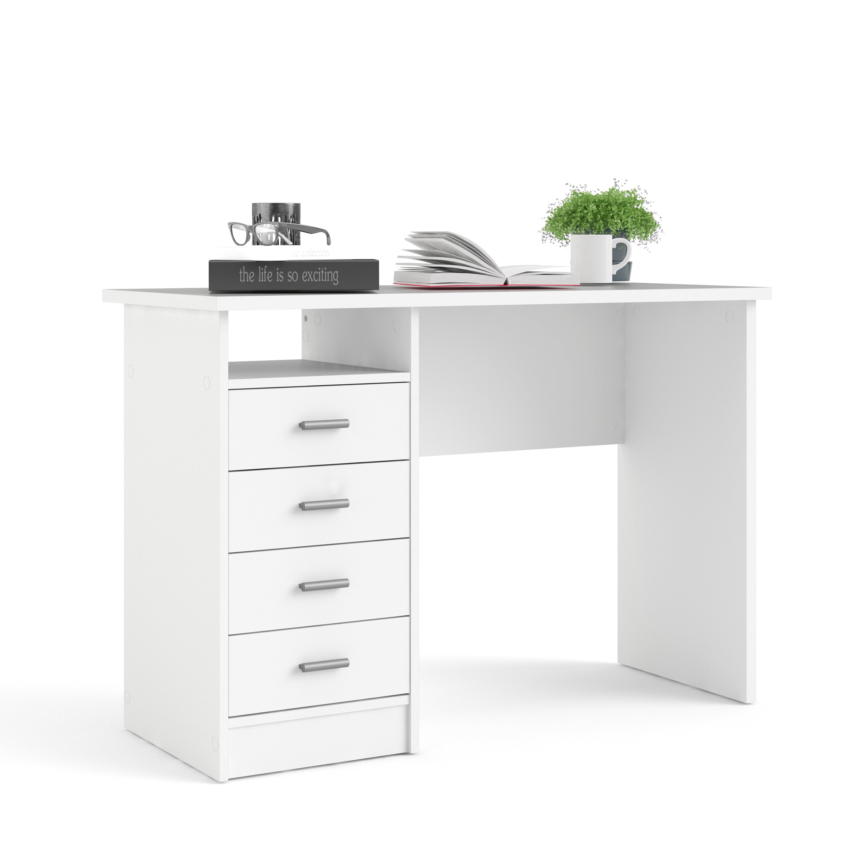 Fenton 4 Drawer Desk in White