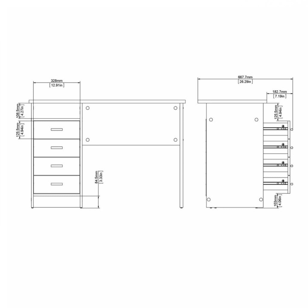 Fenton 4 Drawer Desk in Oak