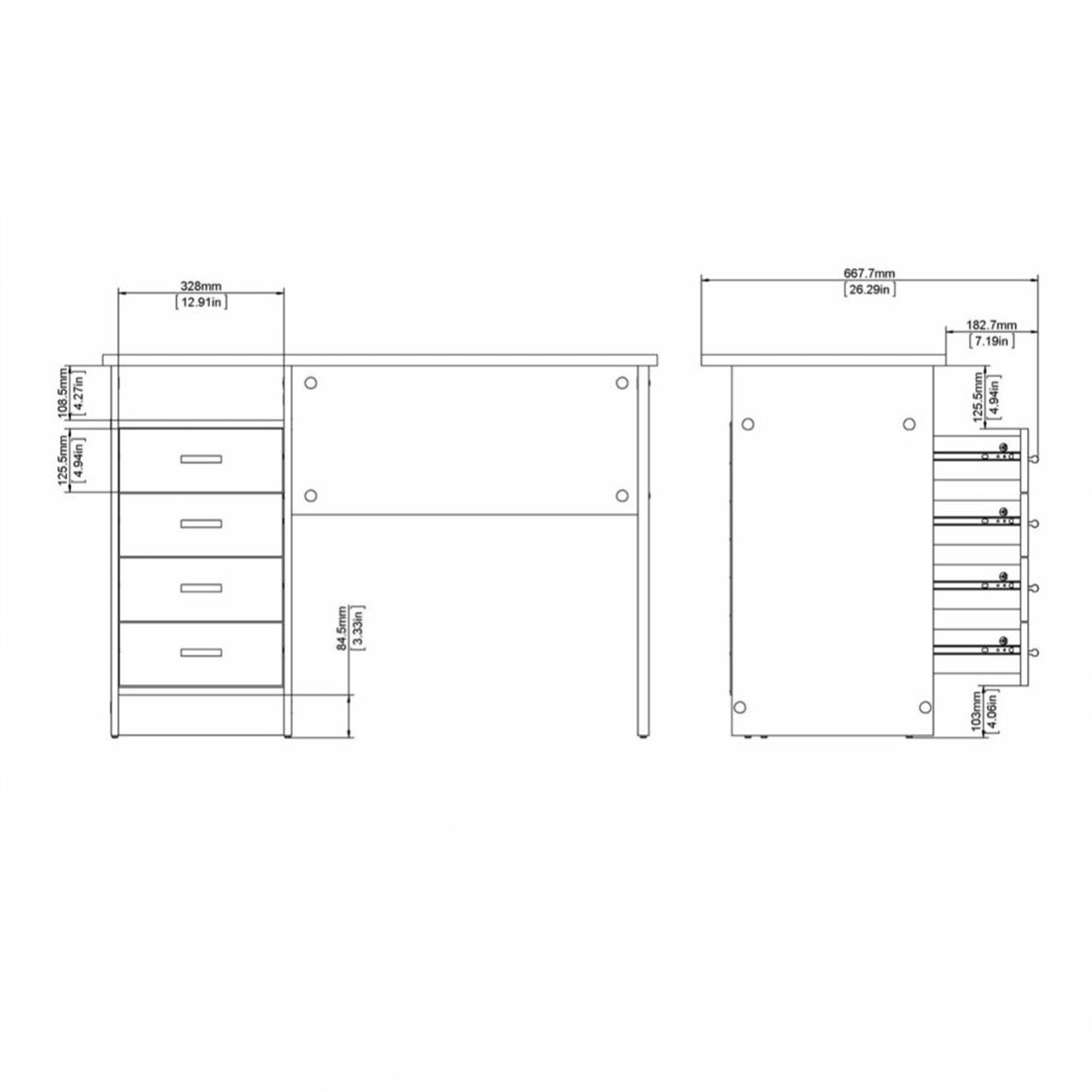 Fenton 4 Drawer Desk in Oak