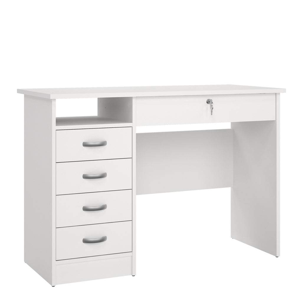 Fenton Desk 5 Drawers in White