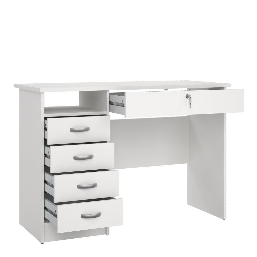 Fenton Desk 5 Drawers in White