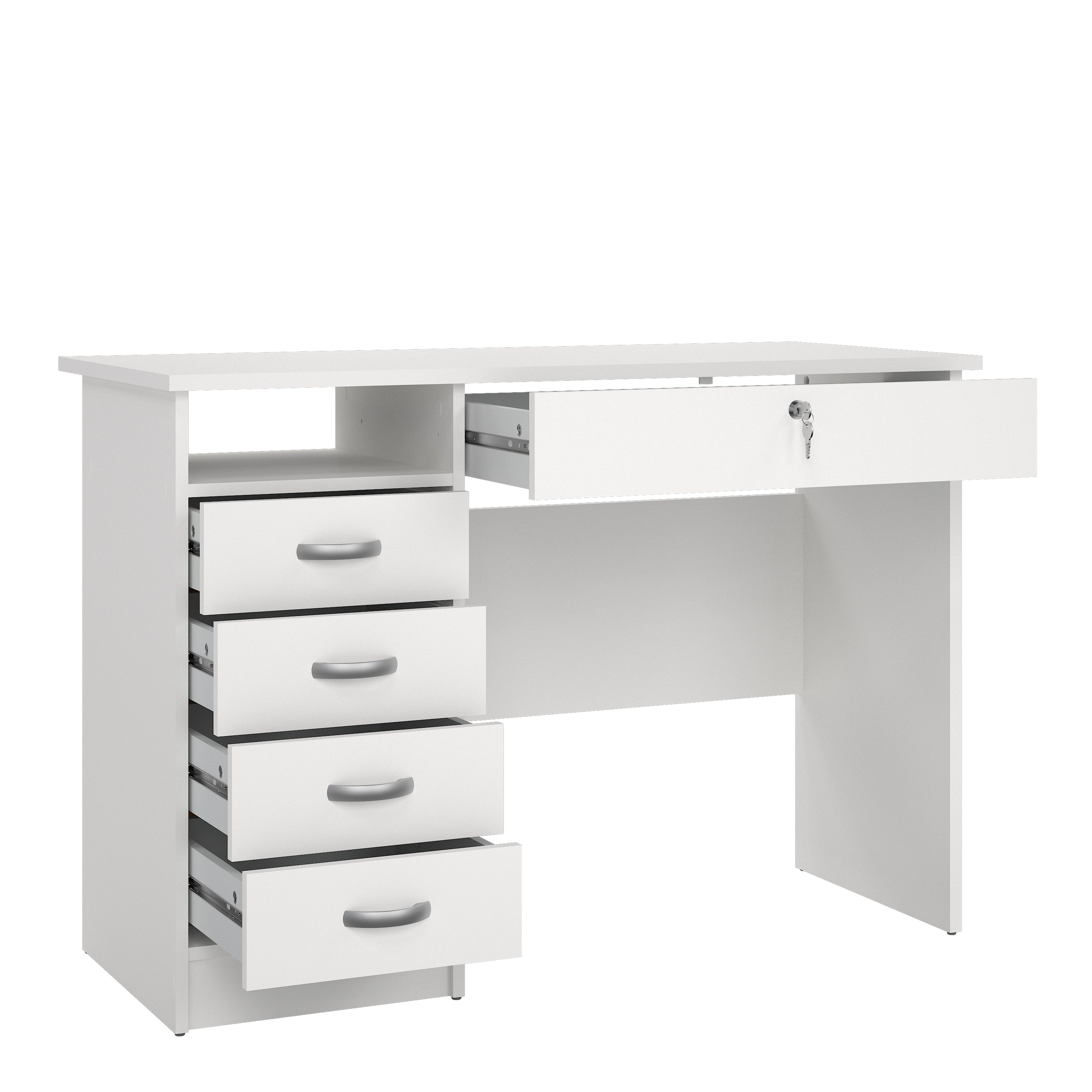 Fenton Desk 5 Drawers in White