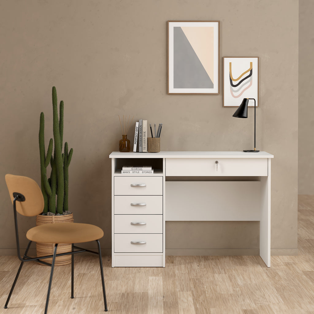 Fenton Desk 5 Drawers in White