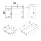 Fenton Desk 5 Drawers in White